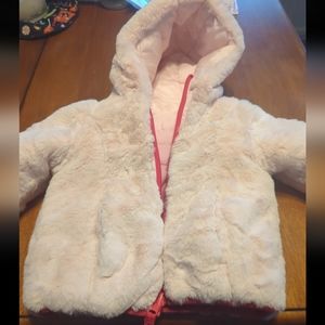 Toddler girls 12/18 month reversible ombre pink fur winter coat
